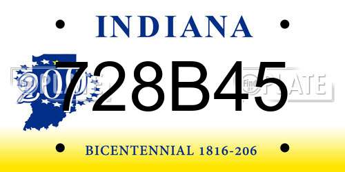 728B45 Indiana License Plate