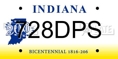 728DPS Indiana License Plate
