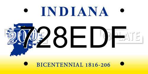 728EDF Indiana License Plate