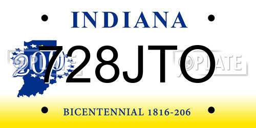 728JTO Indiana License Plate