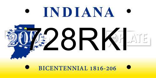 728RKI Indiana License Plate