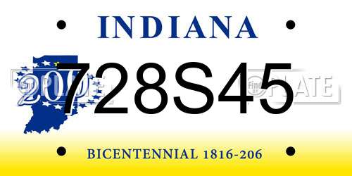 728S45 Indiana License Plate