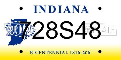 728S48 Indiana License Plate