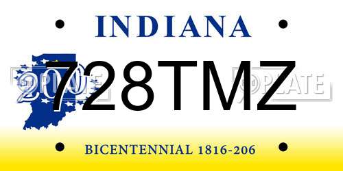 728TMZ Indiana License Plate