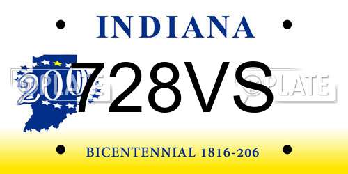 728VS Indiana License Plate