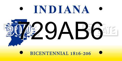 729AB6 Indiana License Plate