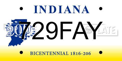 729FAY Indiana License Plate