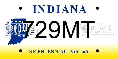 729MT Indiana License Plate