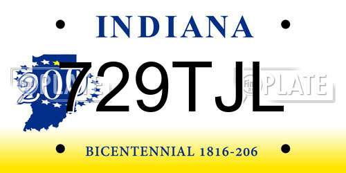 729TJL Indiana License Plate