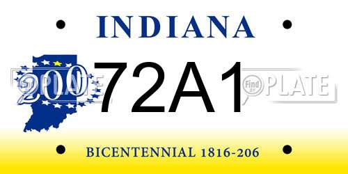 72A1 Indiana License Plate