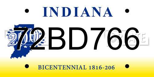 72BD766 Indiana License Plate