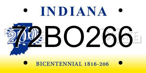 72BO266 Indiana License Plate