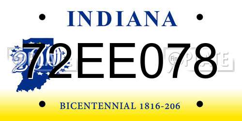 72EE078 Indiana License Plate