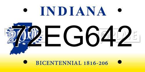 72EG642 Indiana License Plate