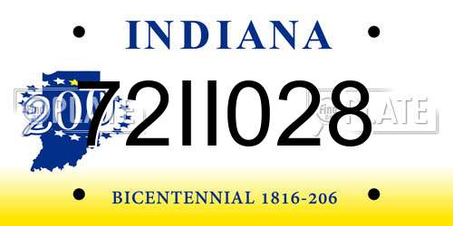 72II028 Indiana License Plate