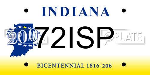 72ISP Indiana License Plate