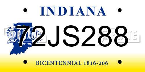 72JS288 Indiana License Plate