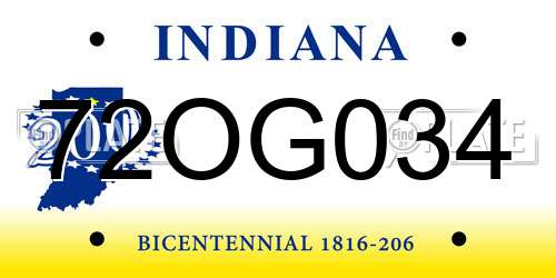 72OG034 Indiana License Plate