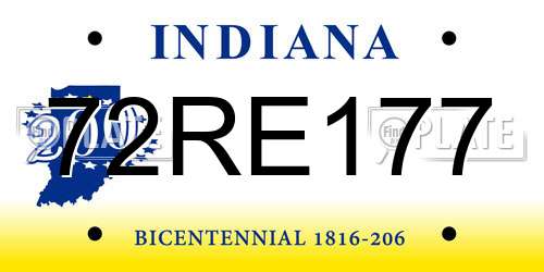 72RE177 Indiana License Plate