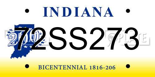 72SS273 Indiana License Plate