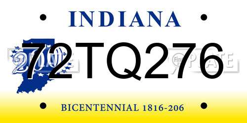 72TQ276 Indiana License Plate