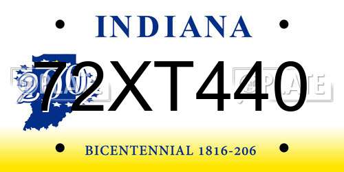 72XT440 Indiana License Plate