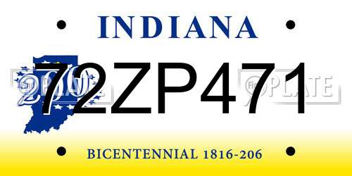 72ZP471 Indiana License Plate