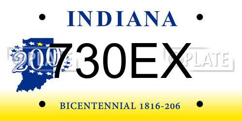 730EX Indiana License Plate