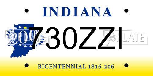 730ZZI Indiana License Plate