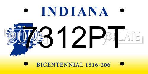 7312PT Indiana License Plate