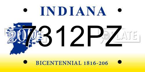 7312PZ Indiana License Plate
