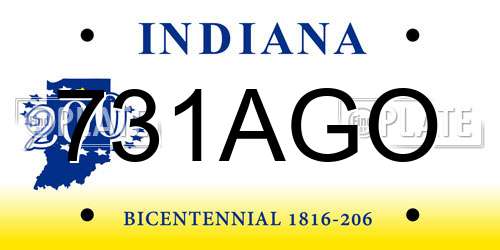 731AGO Indiana License Plate
