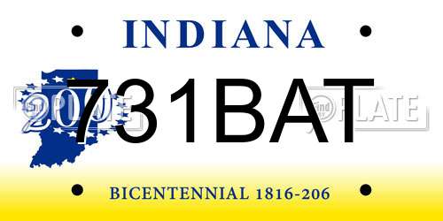 731BAT Indiana License Plate