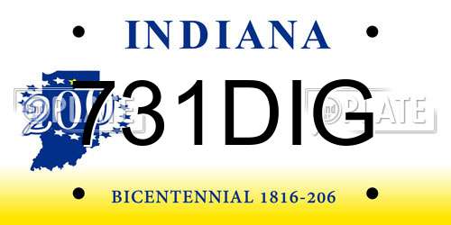 731DIG Indiana License Plate