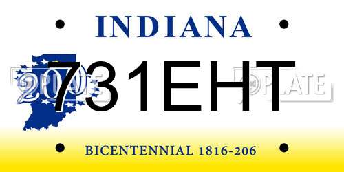 731EHT Indiana License Plate
