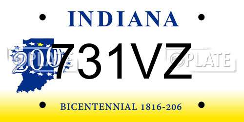731VZ Indiana License Plate