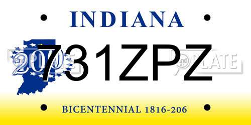 731ZPZ Indiana License Plate