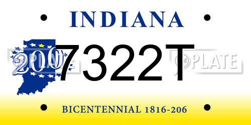 7322T Indiana License Plate