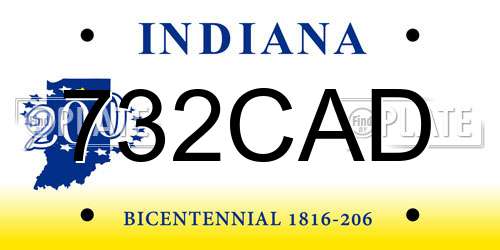 732CAD Indiana License Plate