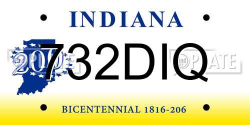 732DIQ Indiana License Plate