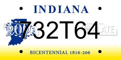 732T64 Indiana License Plate