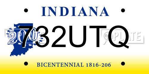 732UTQ Indiana License Plate