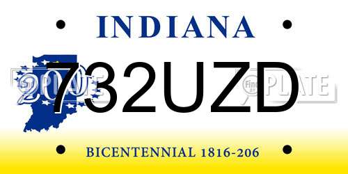 732UZD Indiana License Plate