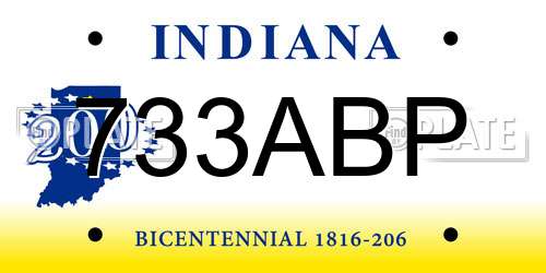 733ABP Indiana License Plate