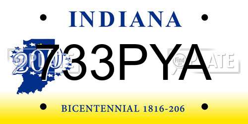 733PYA Indiana License Plate