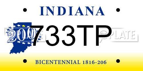733TP Indiana License Plate