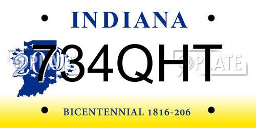 734QHT Indiana License Plate