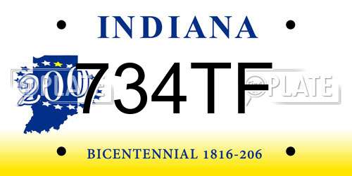 734TF Indiana License Plate