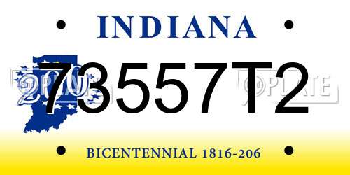 73557T2 Indiana License Plate