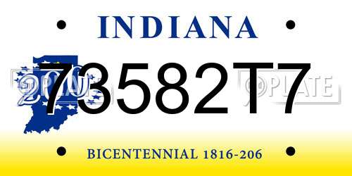 73582T7 Indiana License Plate
